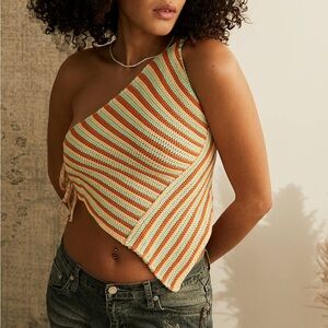 Urban Outfitters NWOT Kaia Asymmetrical Knit Striped One Shoulder Top